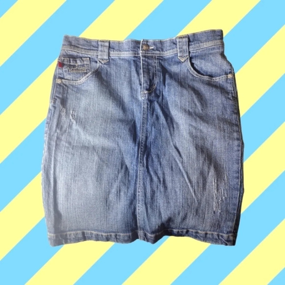 VINTAGE Fire "Sasha" factory distressed midi skirt. Size 15.  C167​​​ - Picture 8 of 9